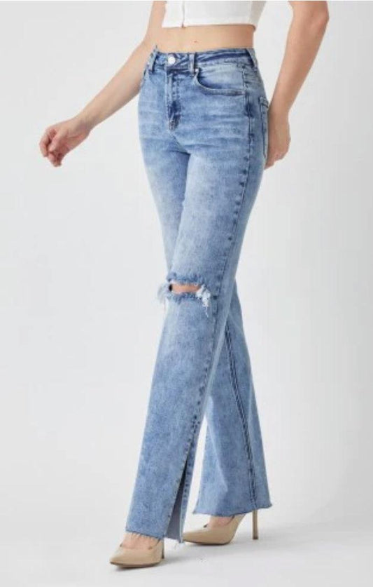 RISEN HI-RISE STRAIGHT LEG W/SLIT JEANS