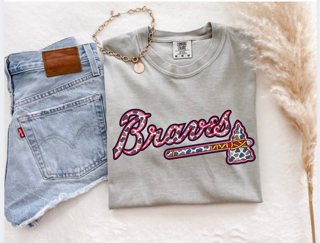 Braves logo Retro Camo Grey Tee