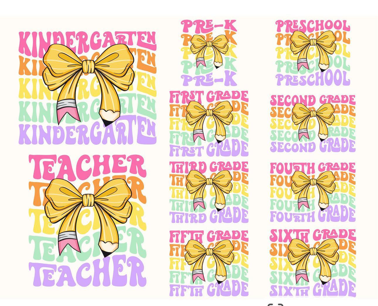 YOUTH grade level colorful stacked with pencil bow