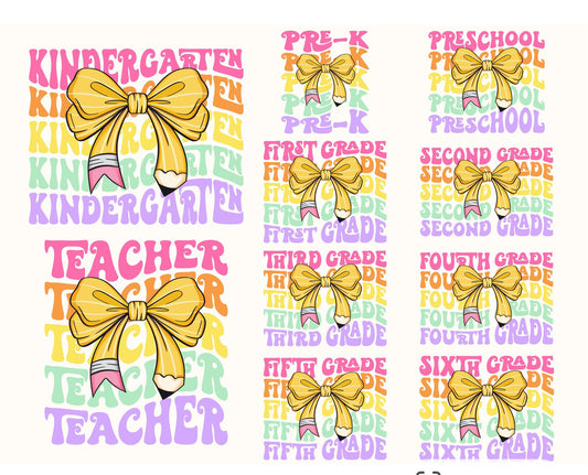 YOUTH grade level colorful stacked with pencil bow