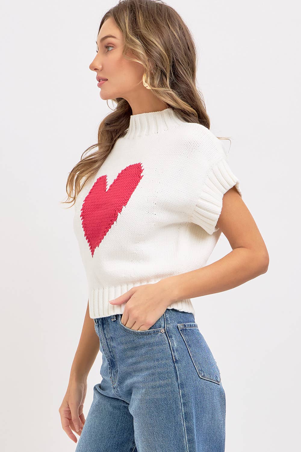 HEART SWEATER SLEEVELESS VALENTINE IVORY