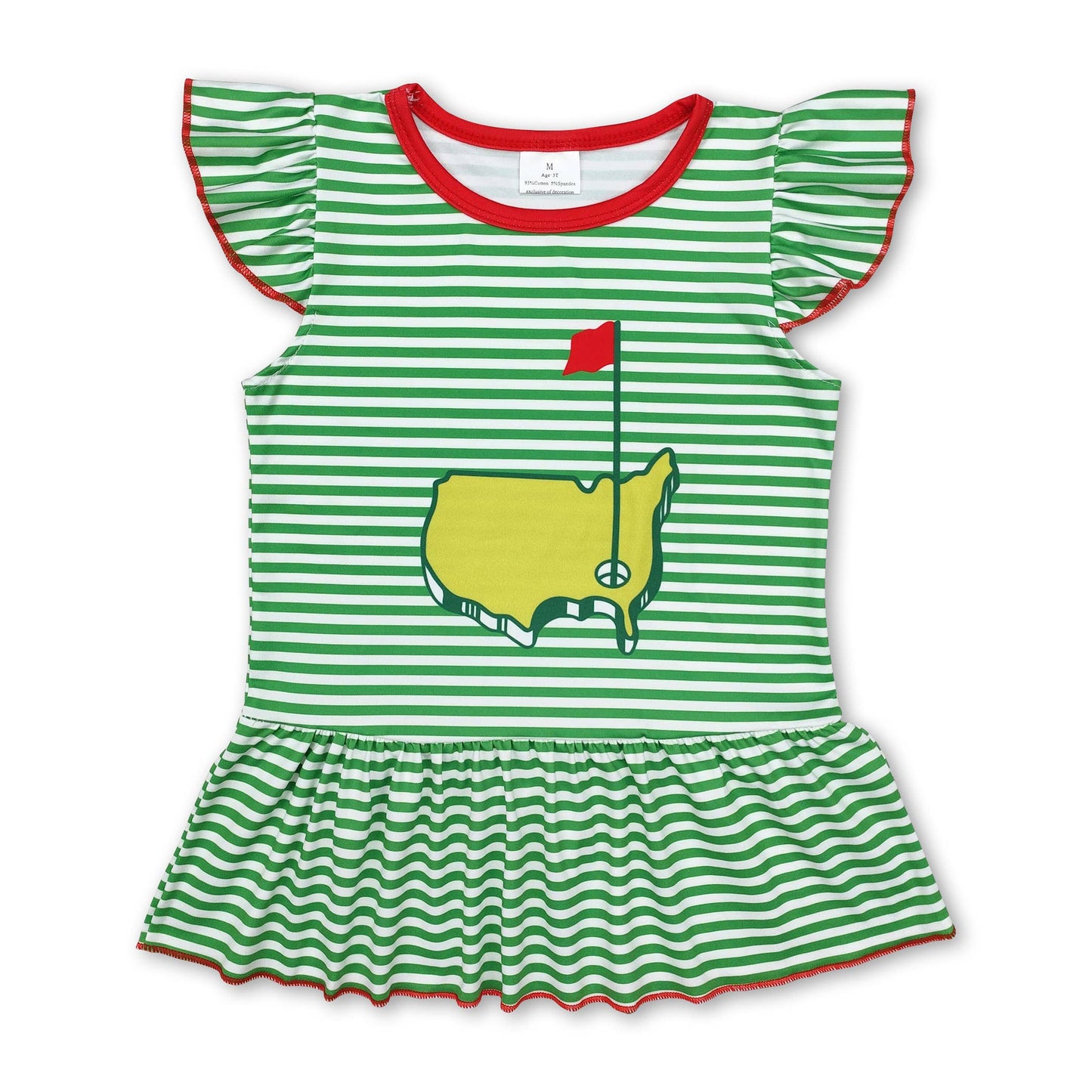 Short sleeves green stripe golf kids polo shirt: Girls shirt