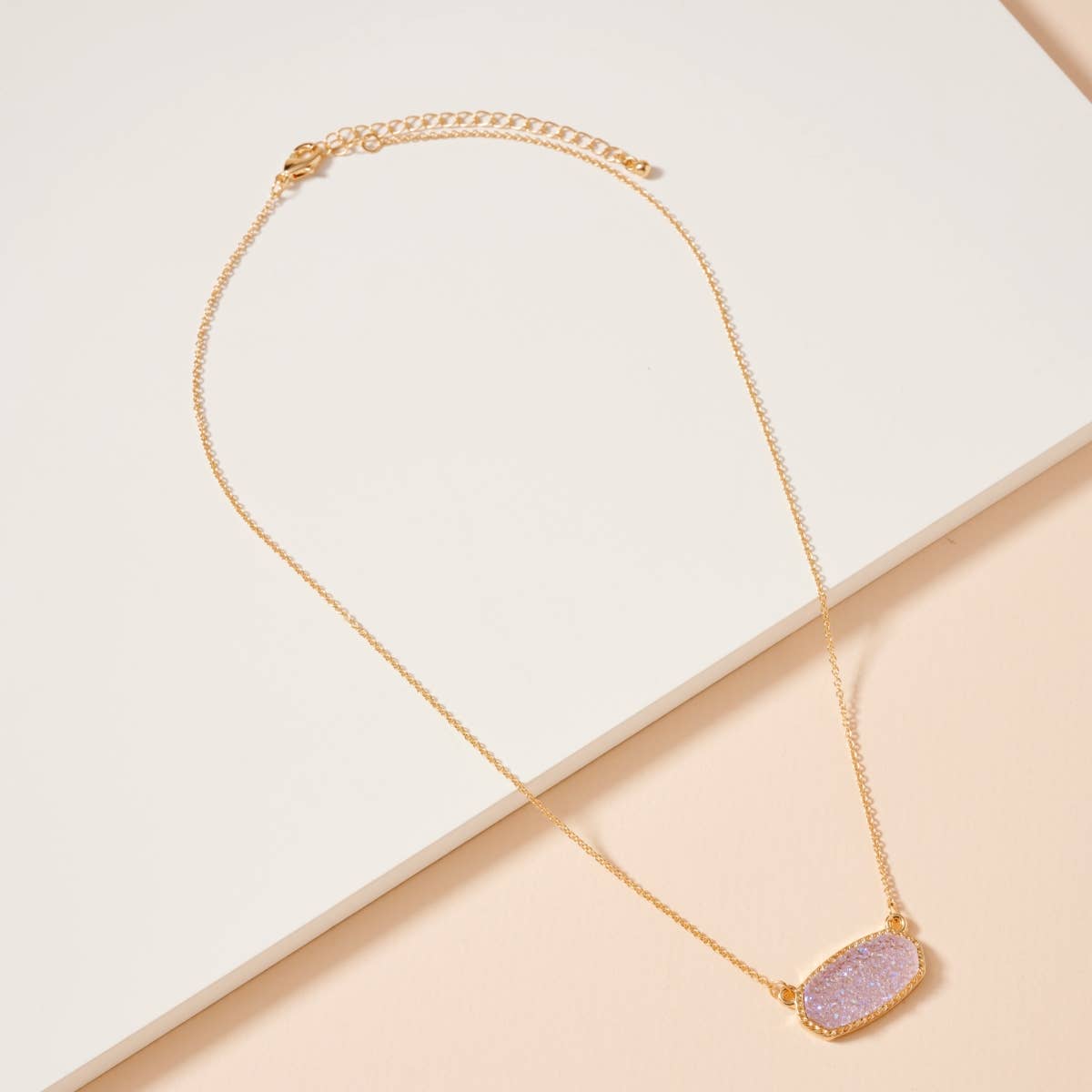 Druzy Stone Charm Short Necklace: Gold/Silver / One / 4SN11008