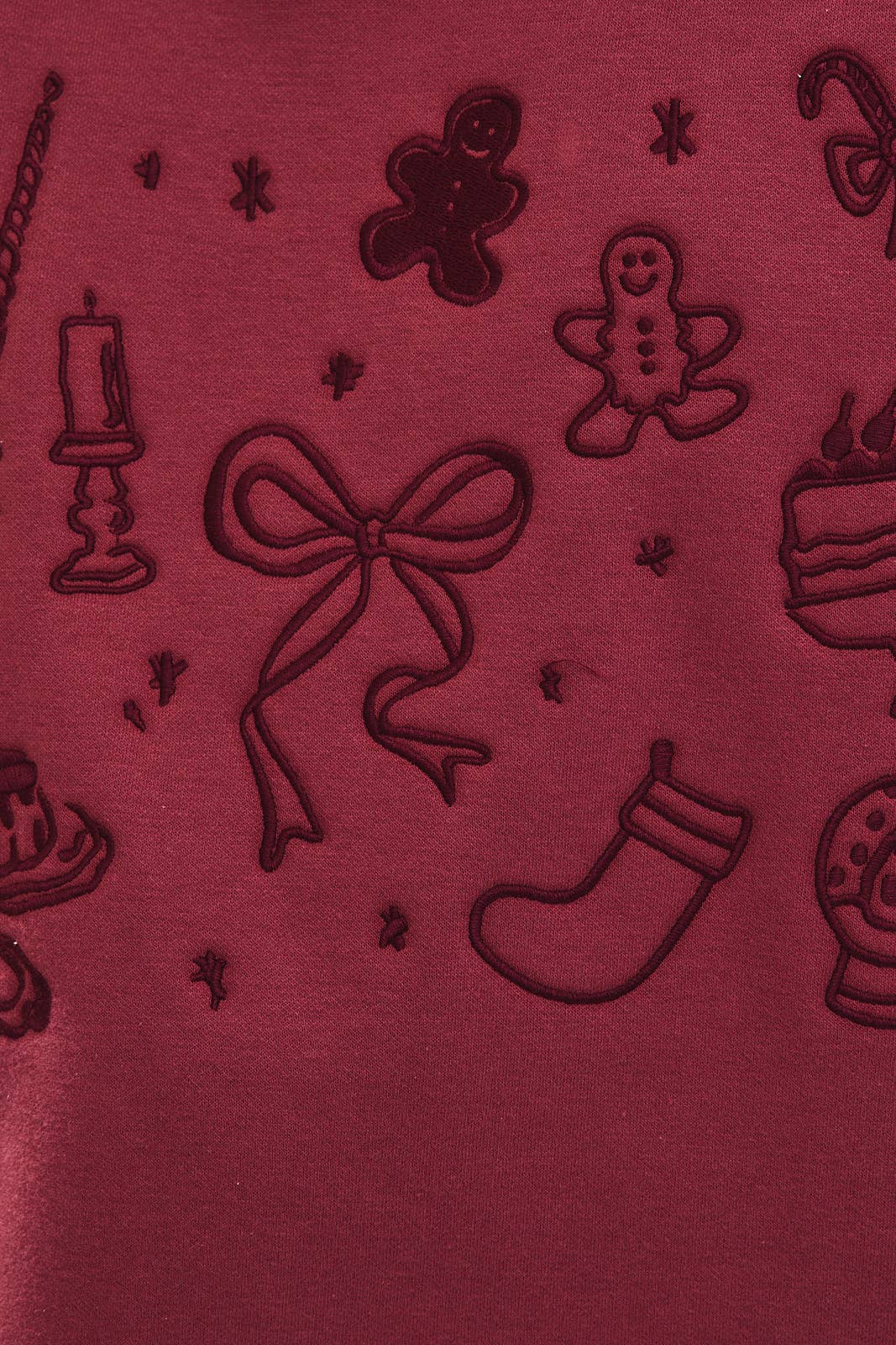 CREW NECK CHRISTMAS GRAPHIC EMBROIDERY SWEATSHIRT