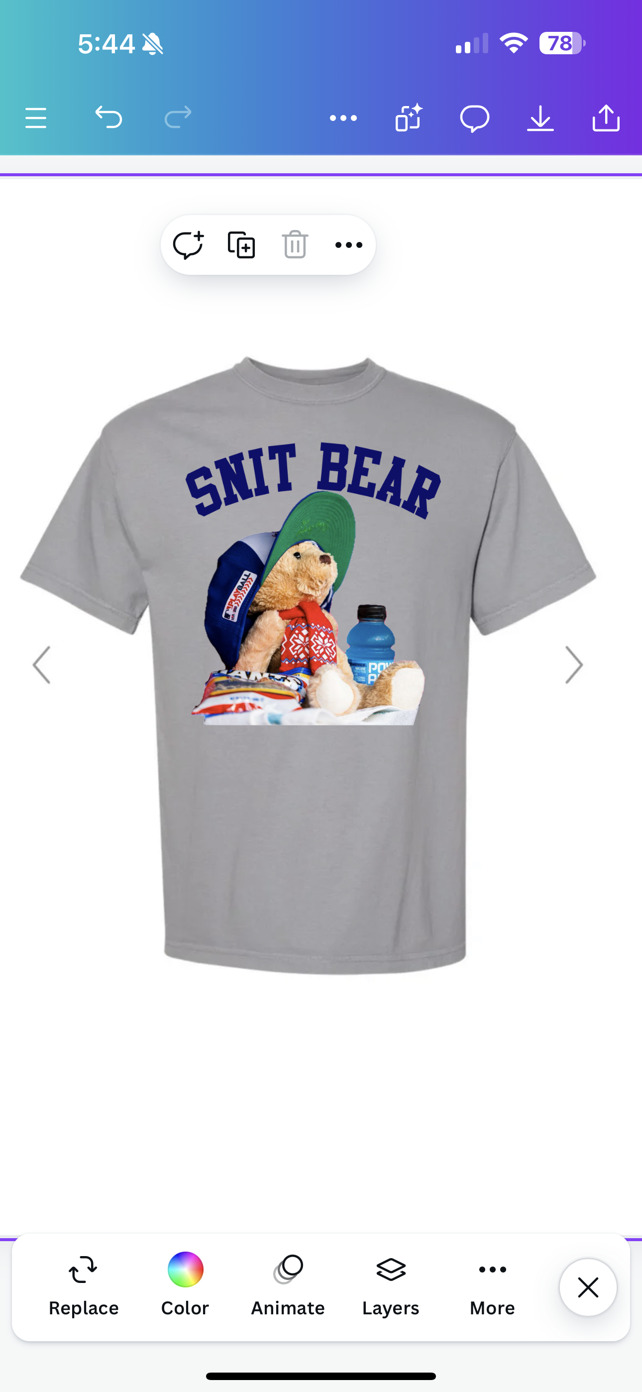 Snit Bear Mascot Grey Tee