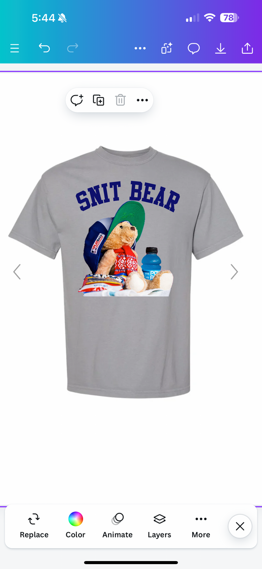 Snit Bear Mascot Grey Tee