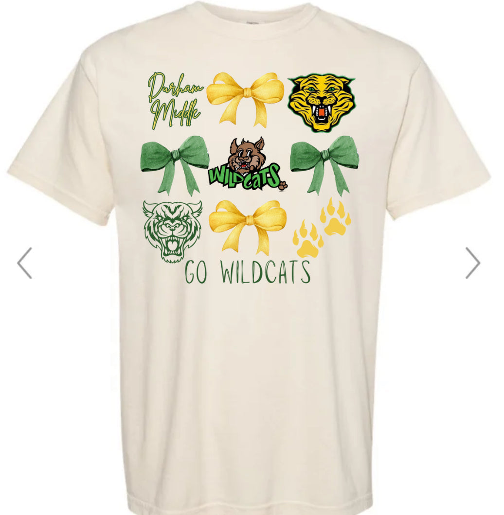 Durham Middle Wildcats Bow Collage Tee