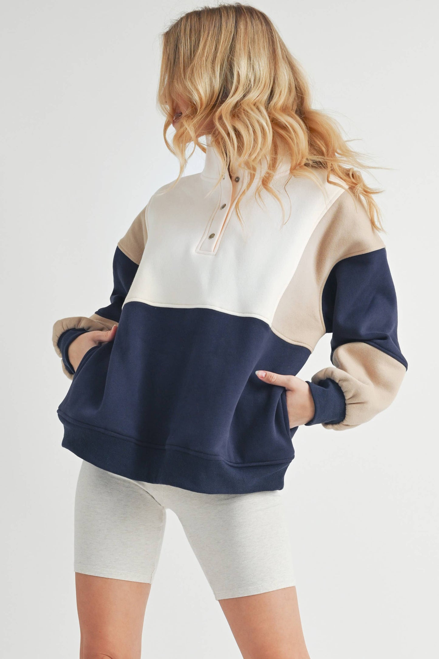 Glo Colorblock Pullover: Lilac Seafoam