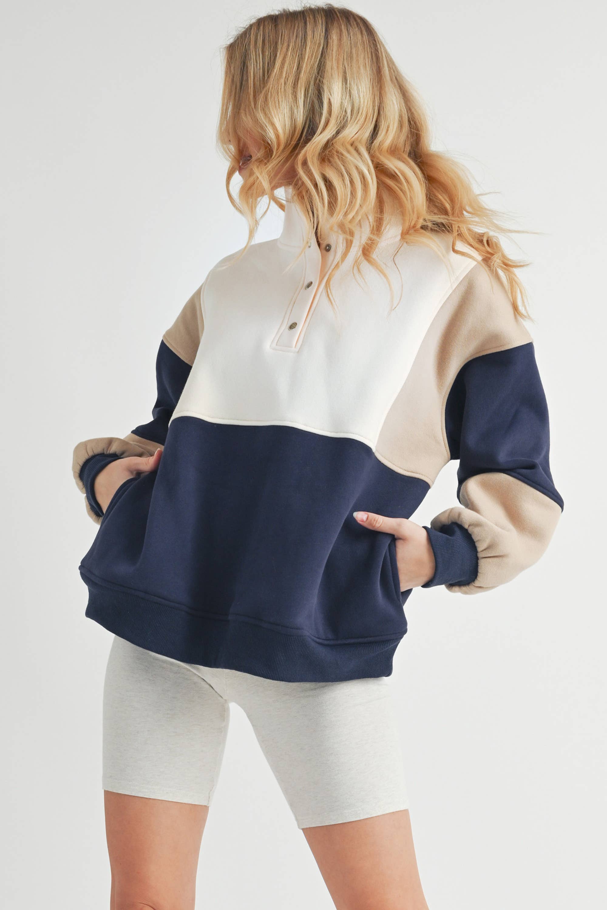 Glo Colorblock Pullover: Lilac Seafoam