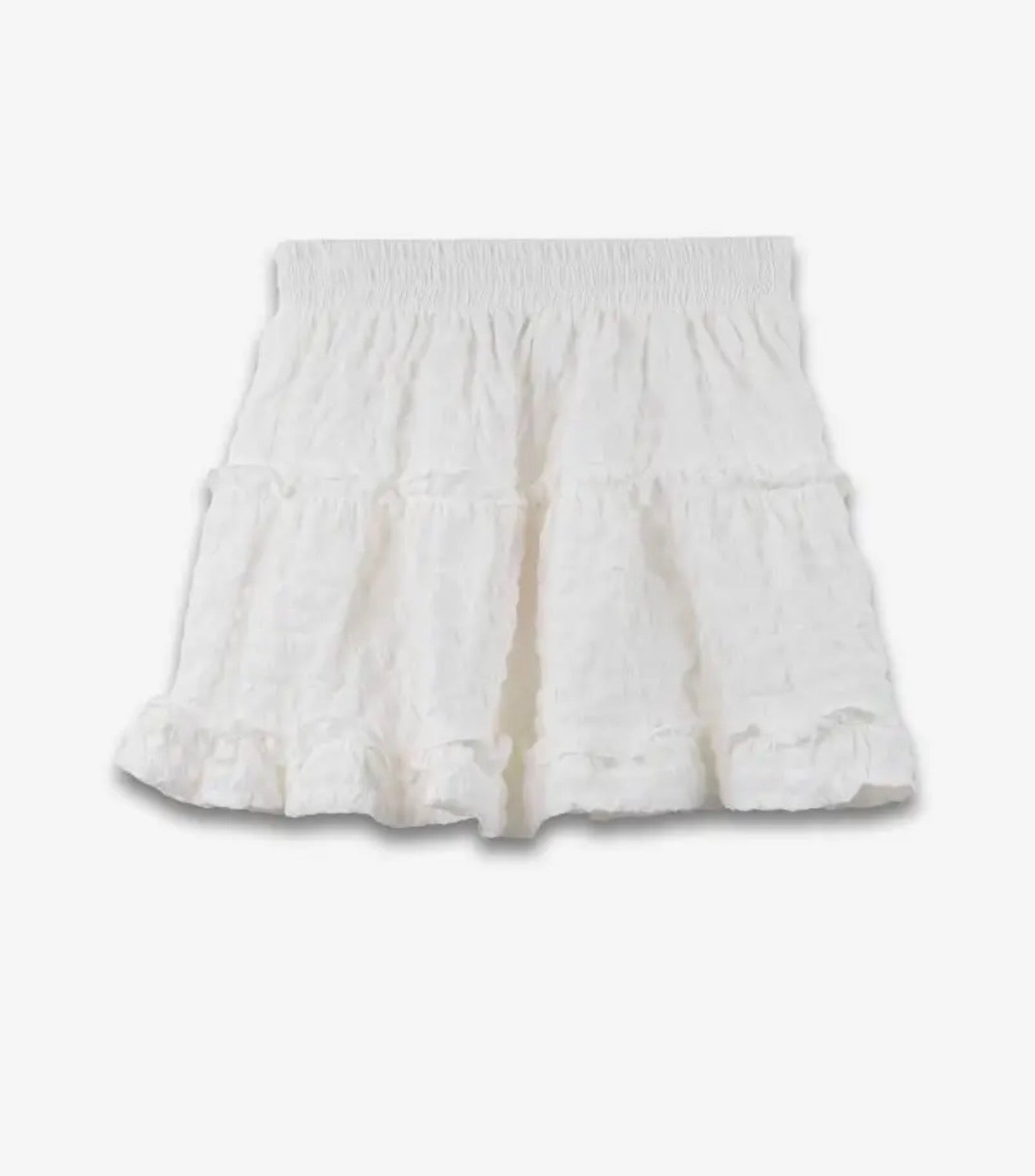 White Textured Ruffled Skirt