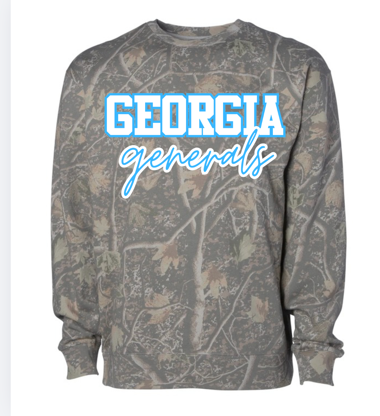 Georgia Generals on deadwood camo sweatshirt