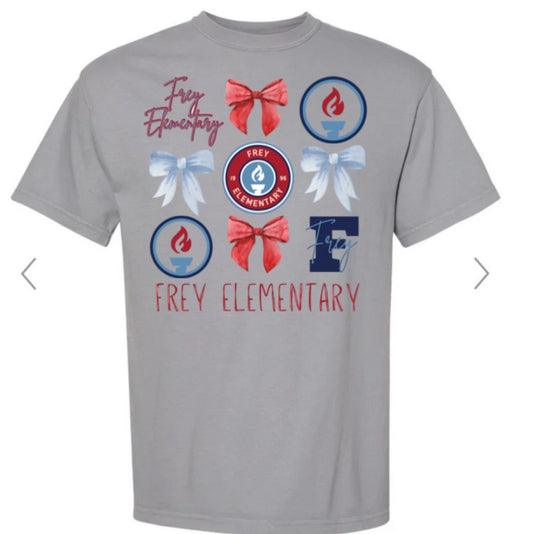 FREY ELEMENTARY- bow collage on  grey
