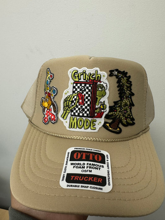 Grinch Mode Sand Trucker Hat