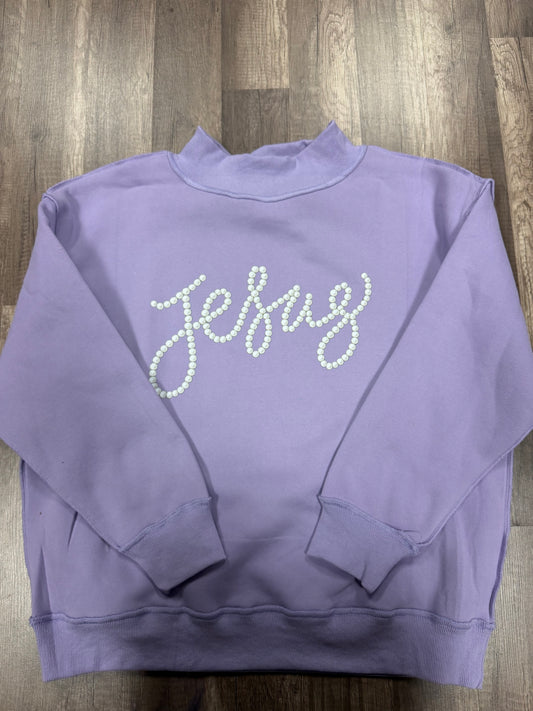 Jesus Pearl Purple Oversized Mockneck