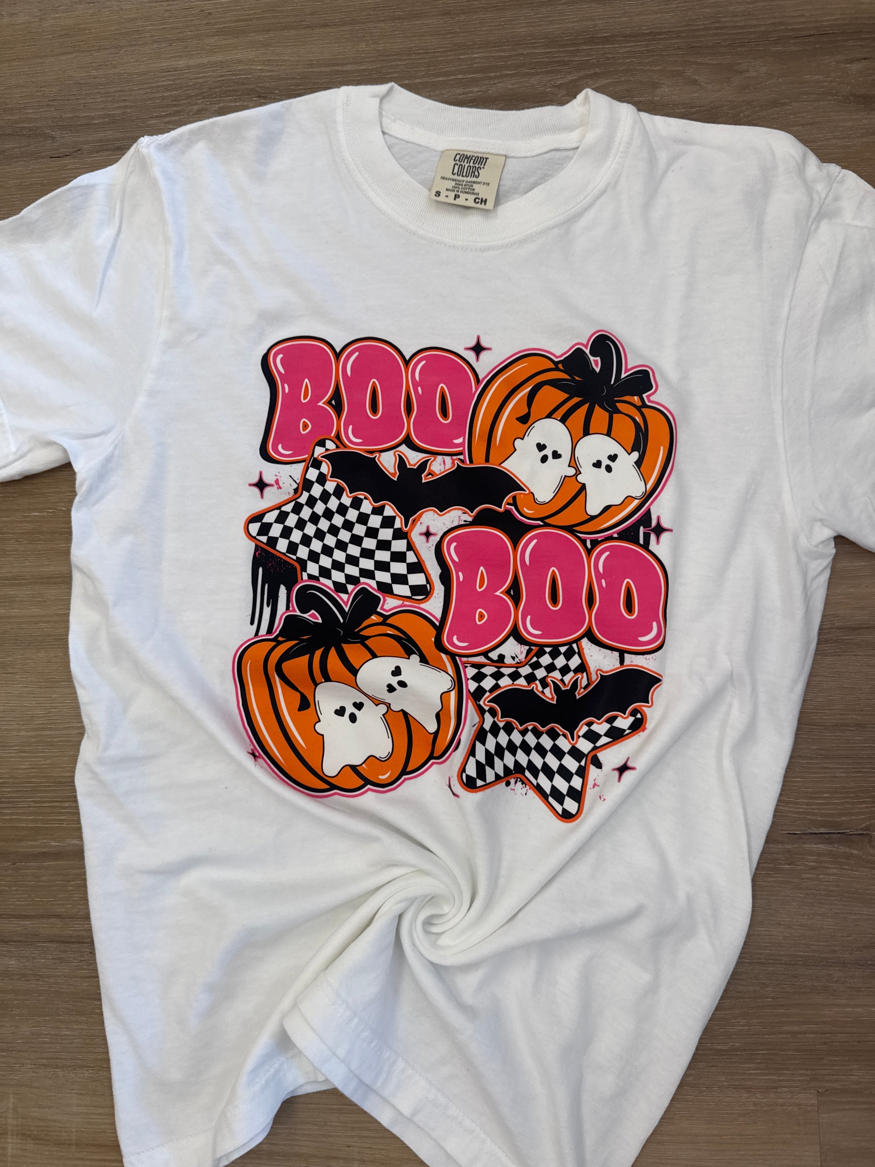 Boo Orange and Pink with Ghosts and Pumpkins