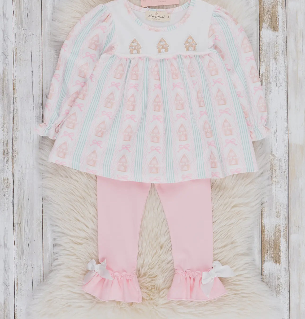 Youth Pink Gingerbread House Ruffle Outfit