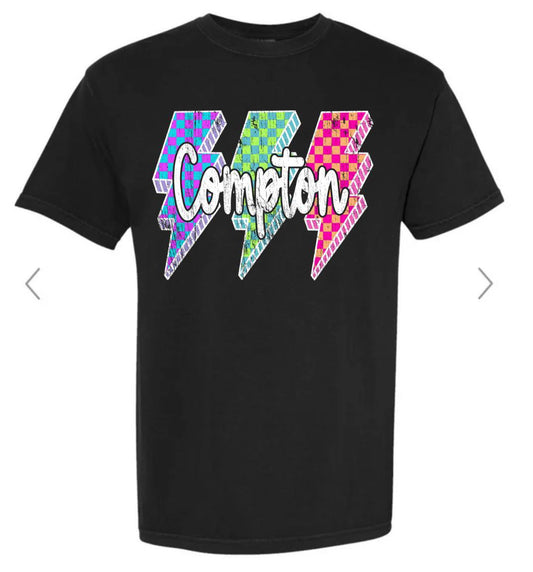 COMPTON CHECKERED LIGHTNING BOLTS ON BLACK COMFORT COLOR
