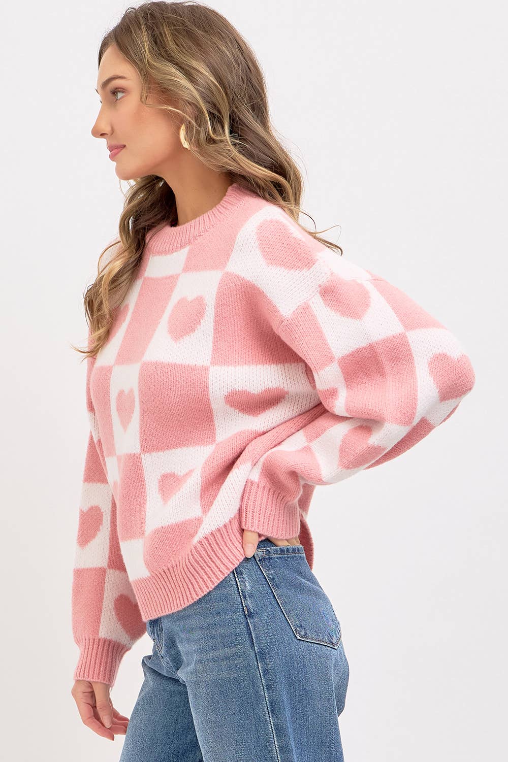 VALENTINE HEART SWEATER PINK