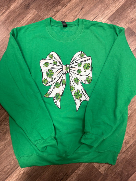 St Patrick’s Clover Bow Green Sweatshirt