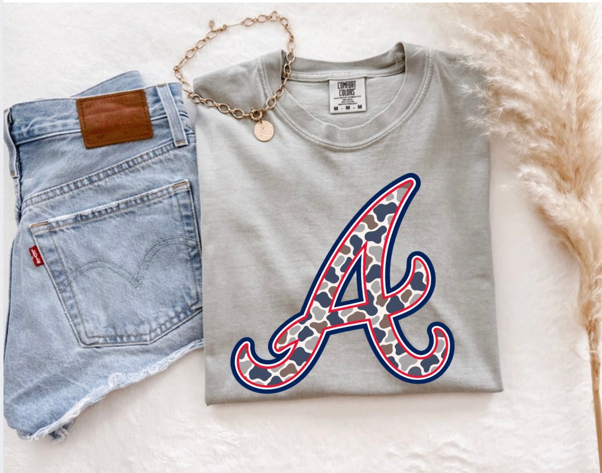 Braves A Retro Camo Grey Tee
