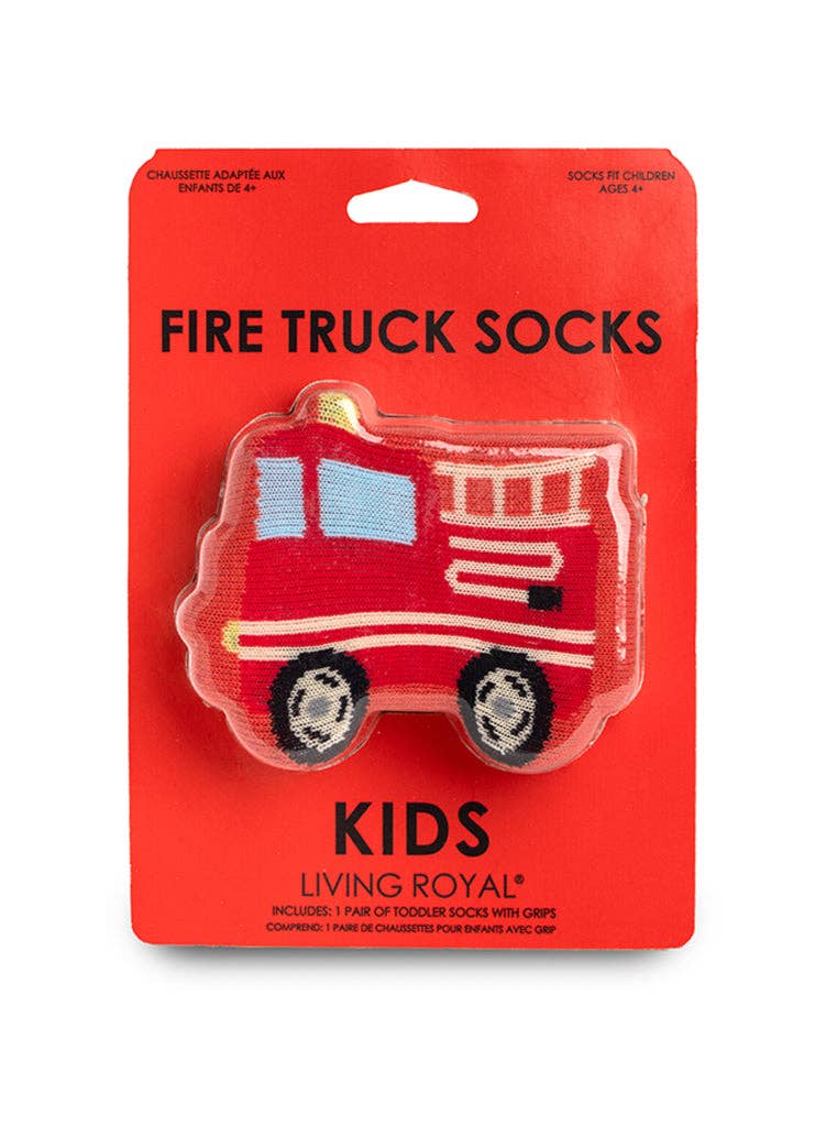 3D Packaged Crew Socks - Kids - Fire Truck - Red