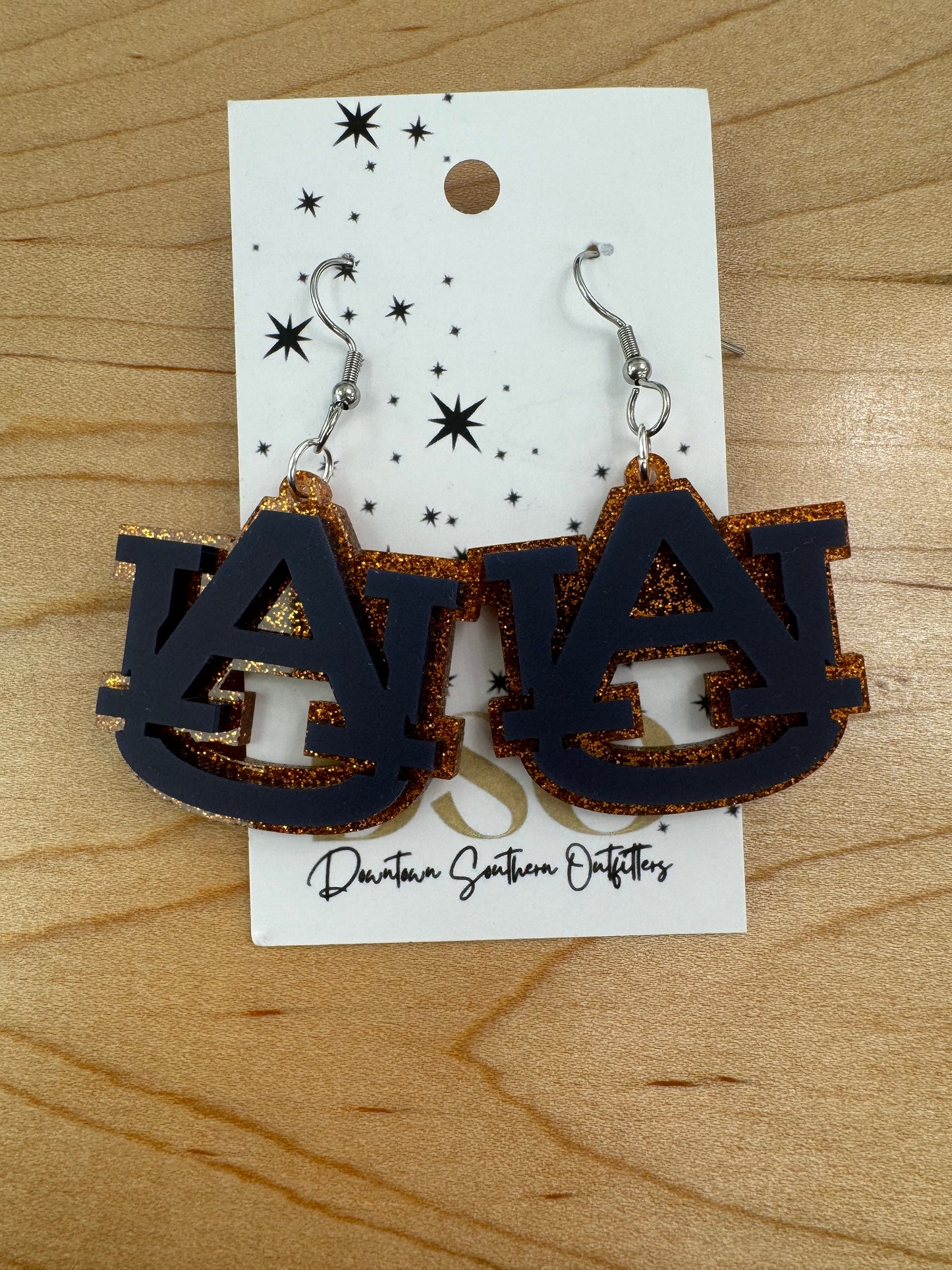 Auburn Tigers Glitter Dangle Earring