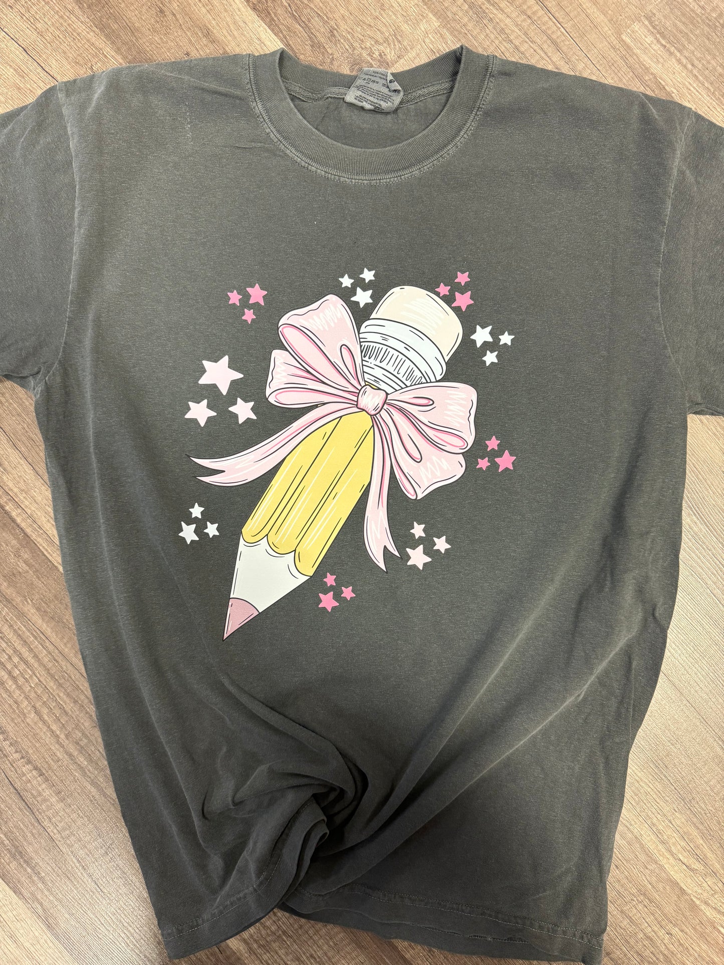 Pencil Bow With Stars Tee