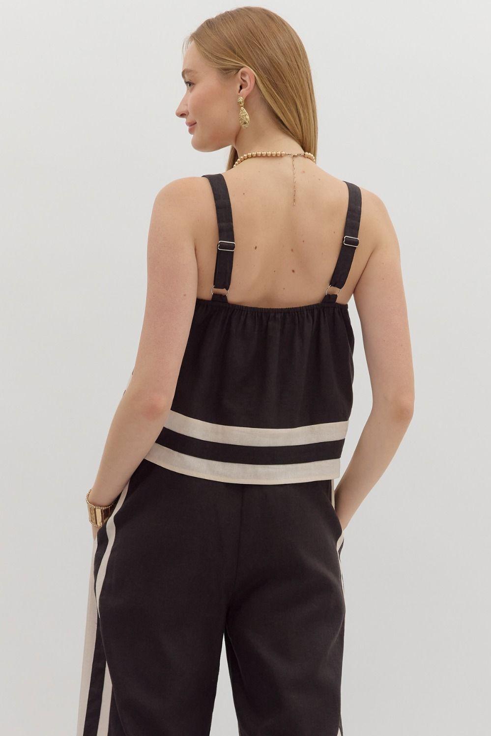 Solid adjustable wide shoulder strap pullover top