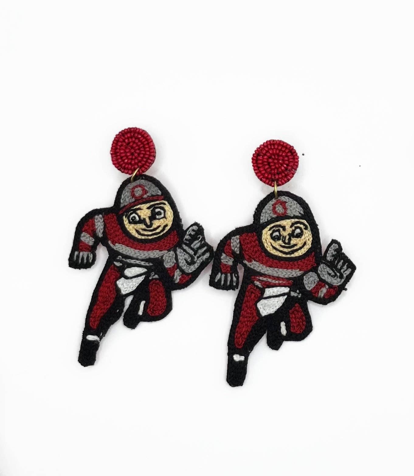 Ohio State, Brutus, OSU, Beaded Statement Earrings, College Football, Tailgate Fashion, Game Day, handmade earrings