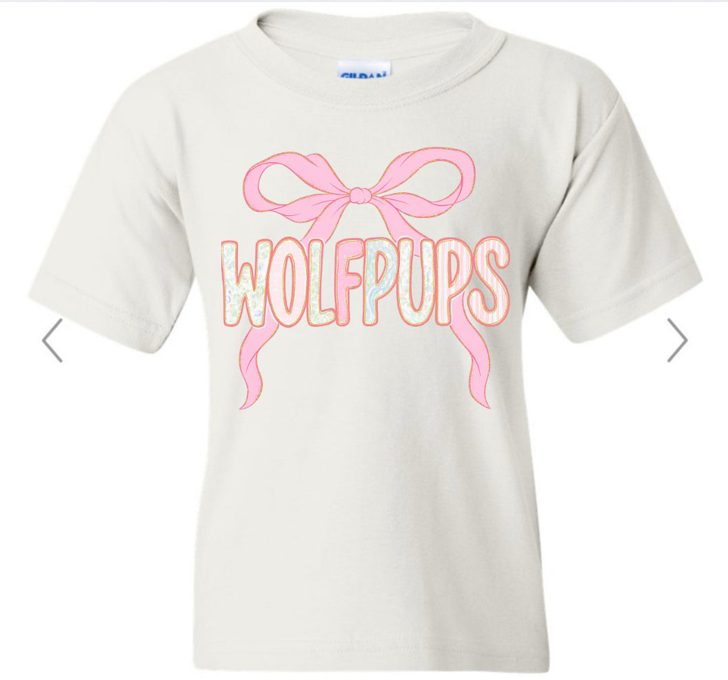 Burnt Hickory Wolfpups Pink Bow