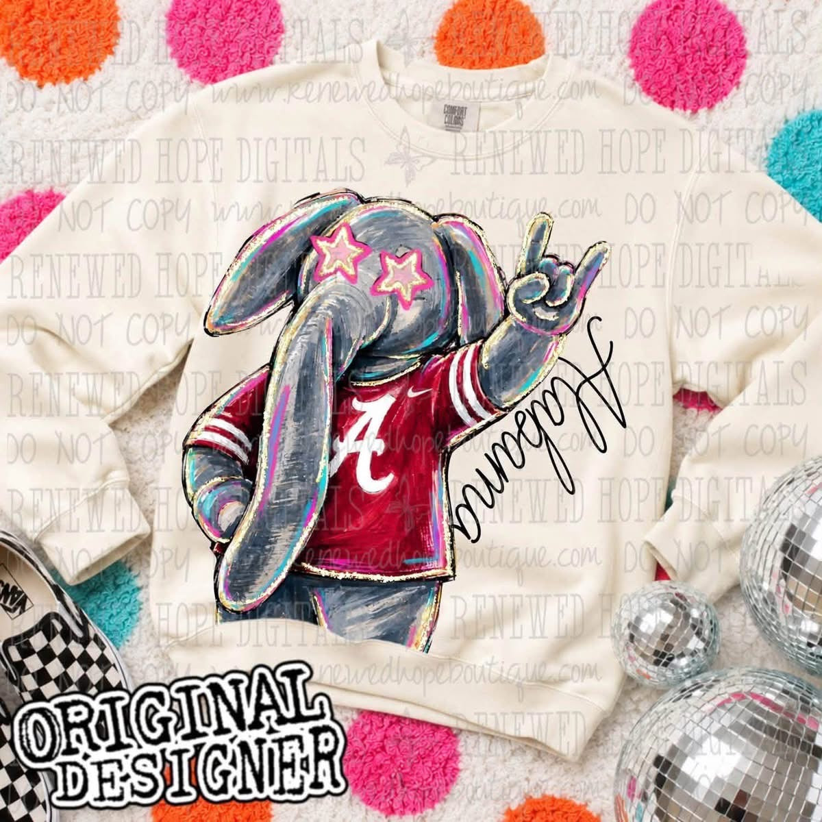 Retro Groovy Alabama Elephant Tee