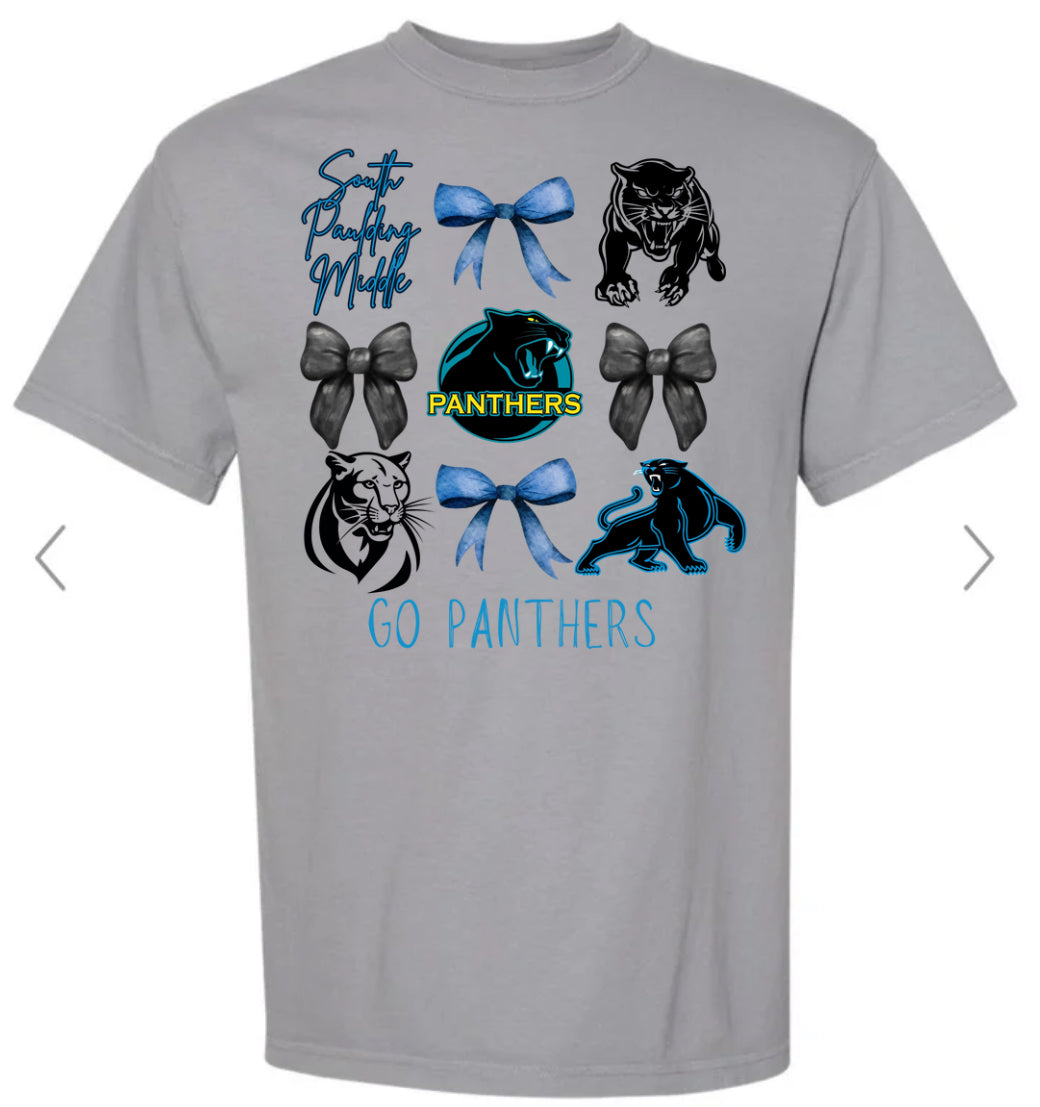 South Paulding Middle Panthers Bow Grey Collage Tee