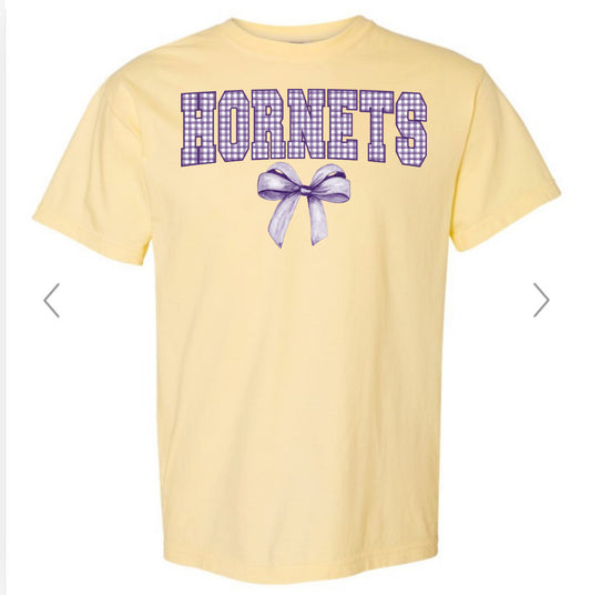 Hiram Hornets Plaid Bow Tee