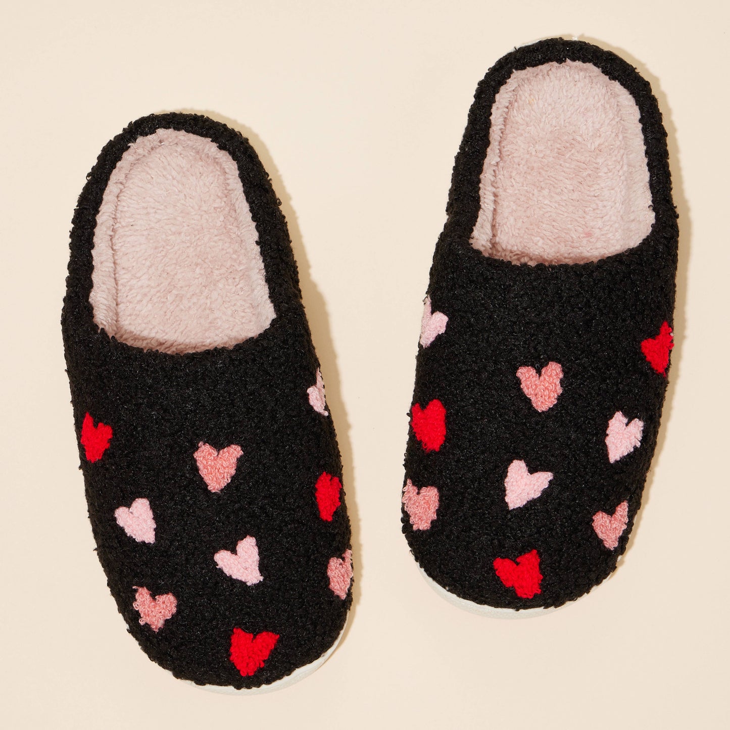 Multi Hearts Home Slippers: Black-Pink / Small / 4DL98003