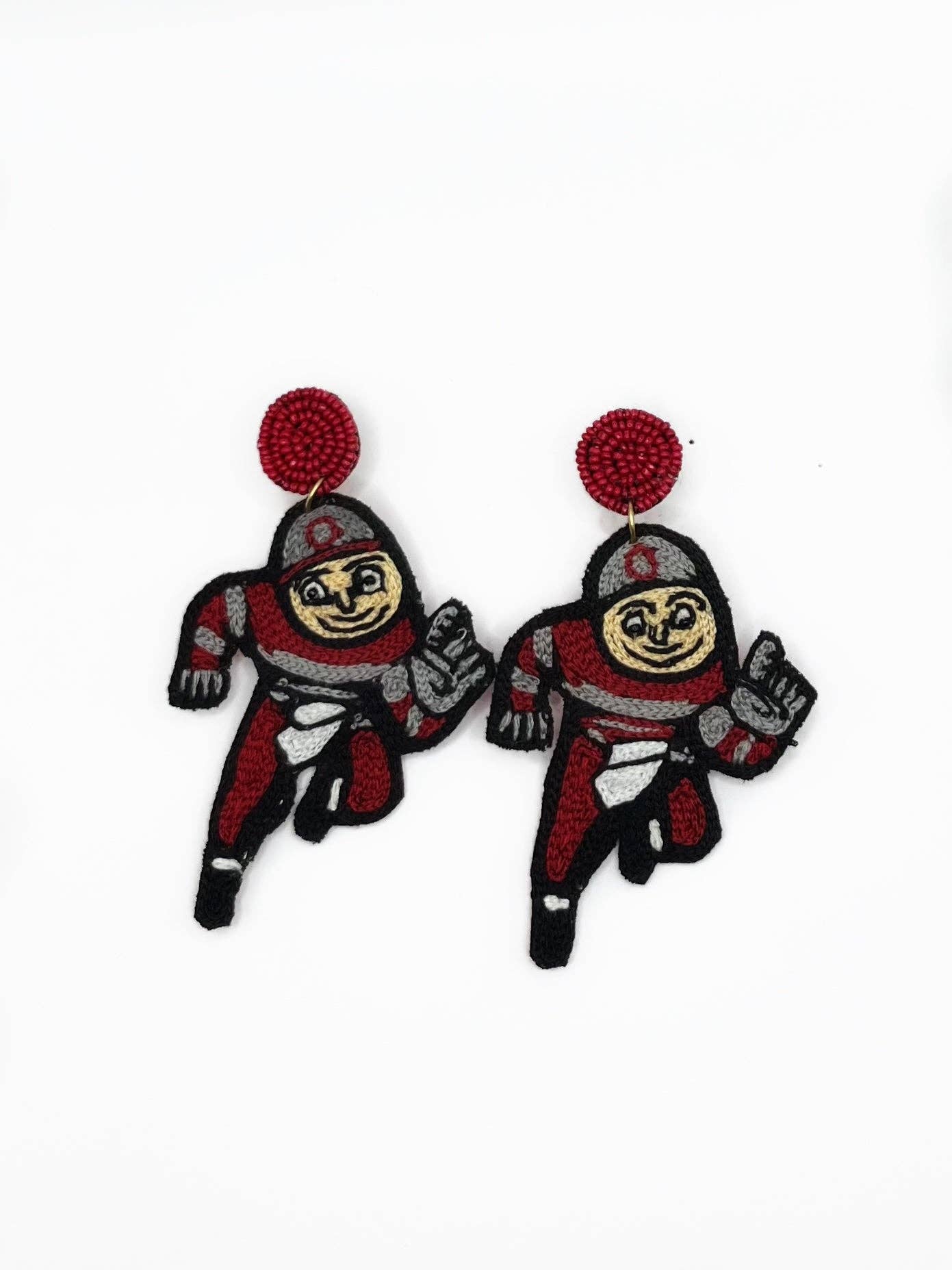 Ohio State, Brutus, OSU, Beaded Statement Earrings, College Football, Tailgate Fashion, Game Day, handmade earrings