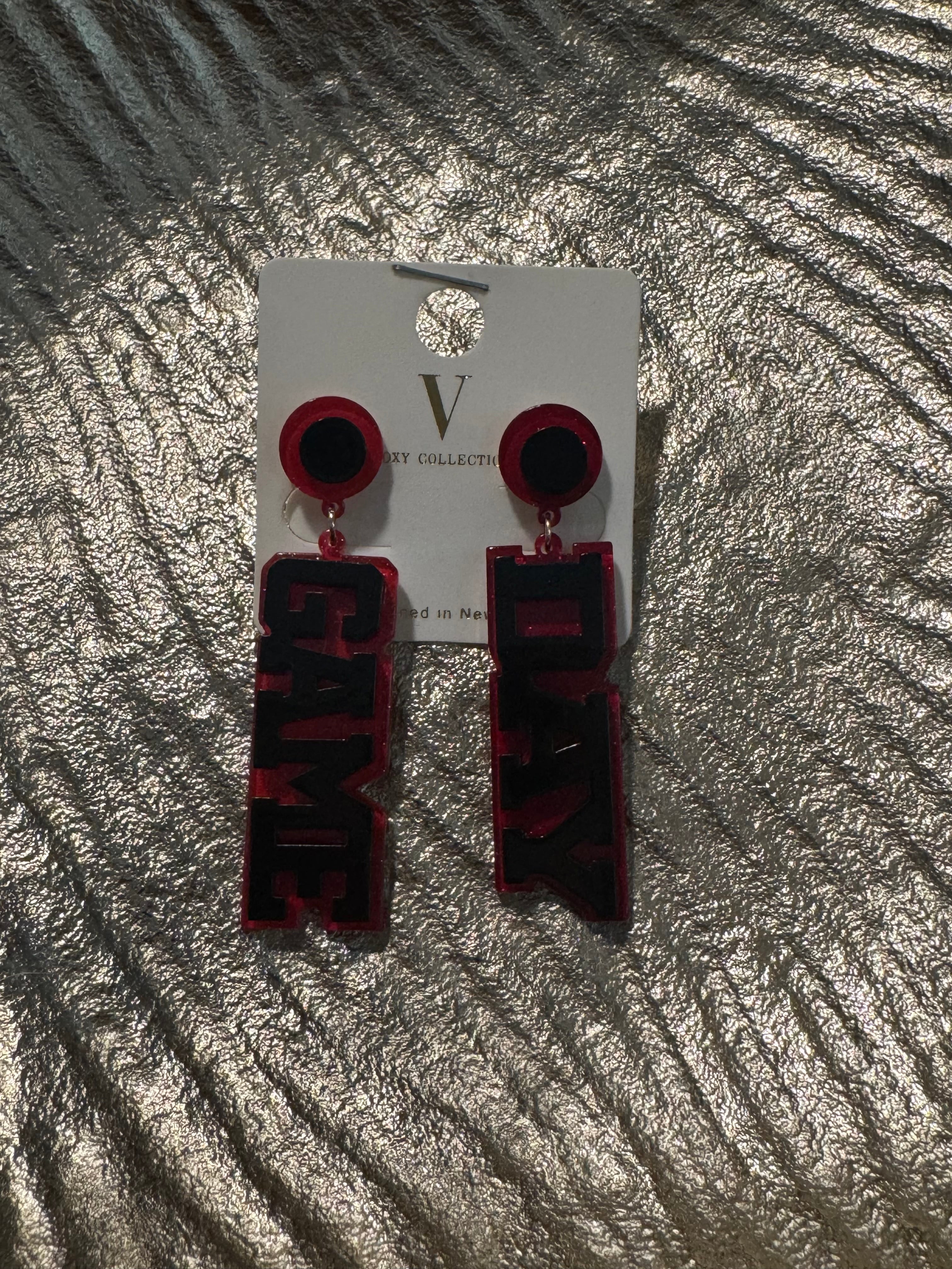 Game Day Red/Black Earring