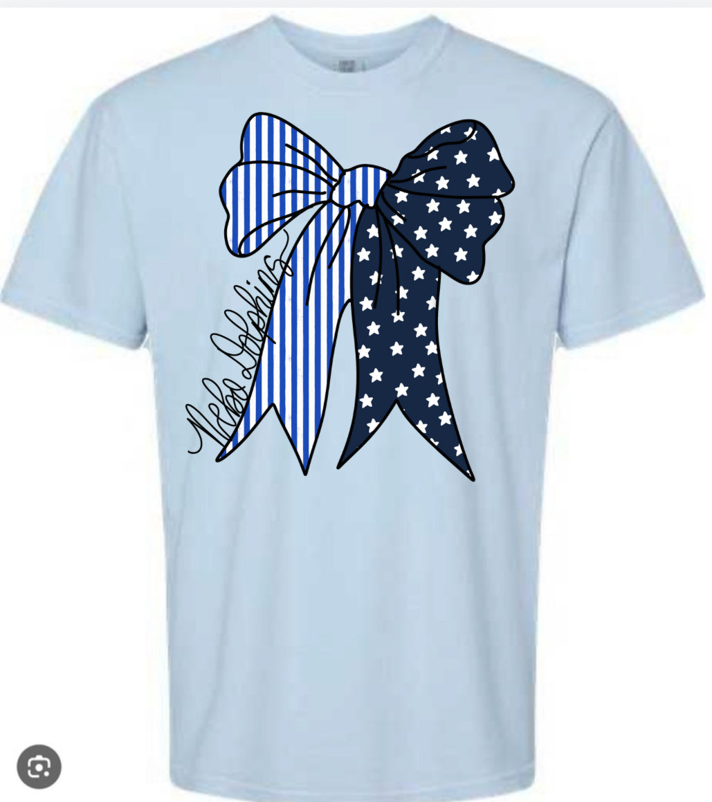 Nebo Dolphins Stars & Stripes Bow Tee