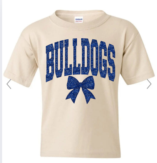 Bulldogs Faux Glitter with Bow