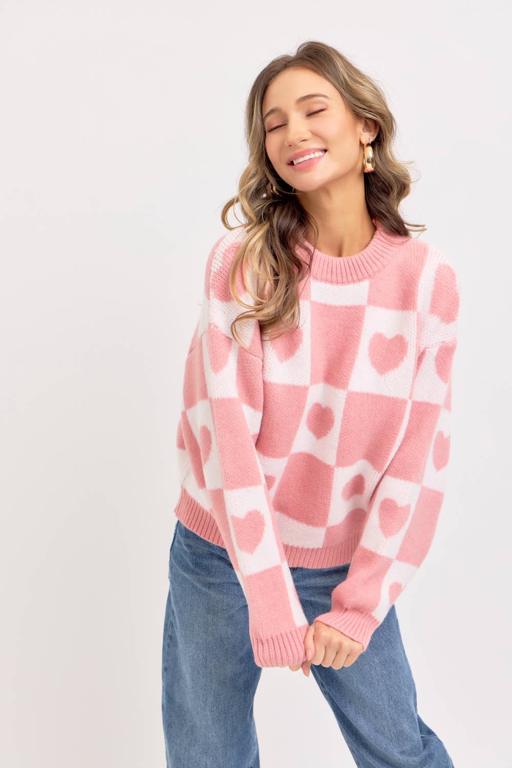 VALENTINE HEART SWEATER PINK