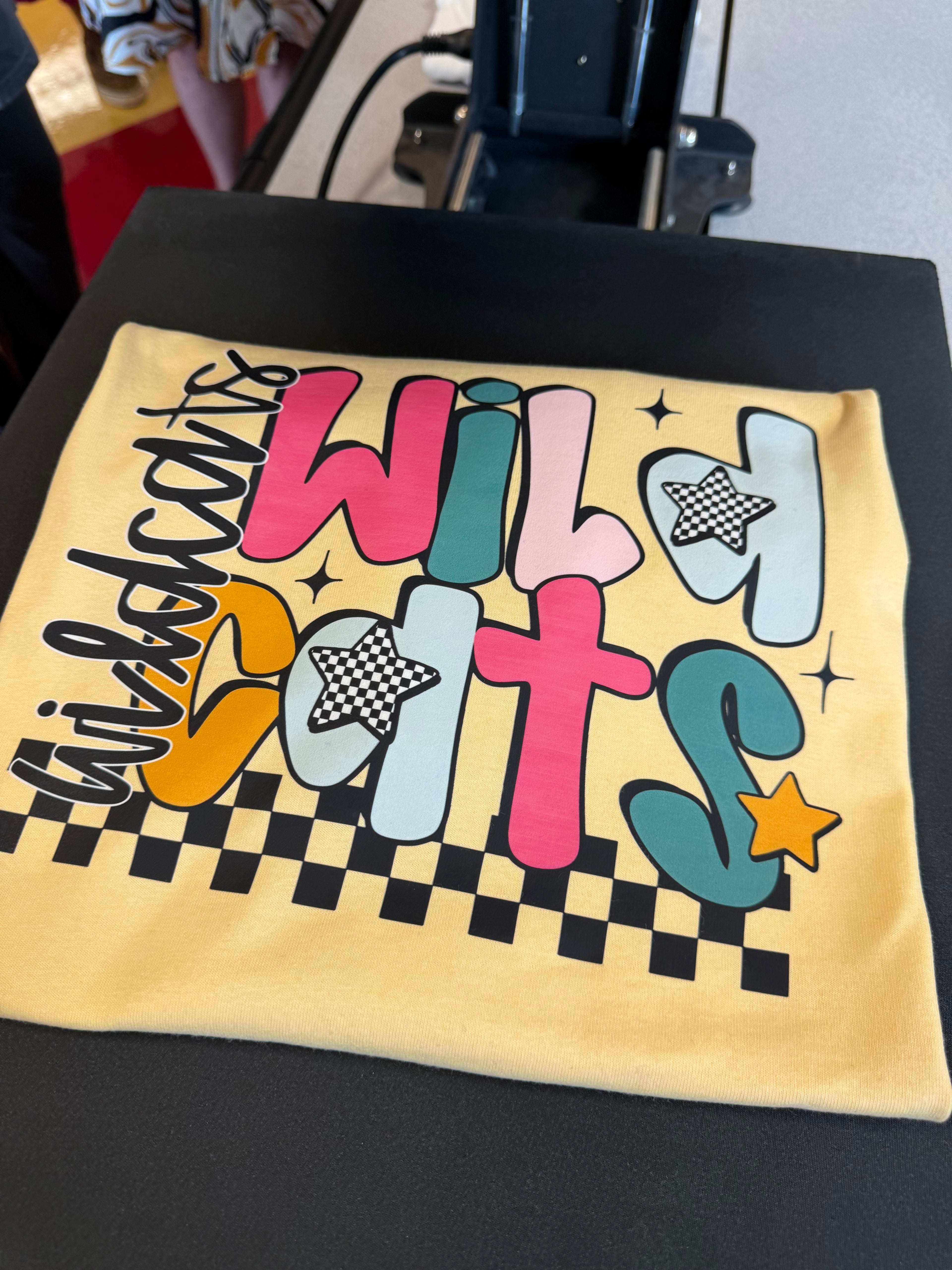Wildcats Colorful Bubble letter with Checkered