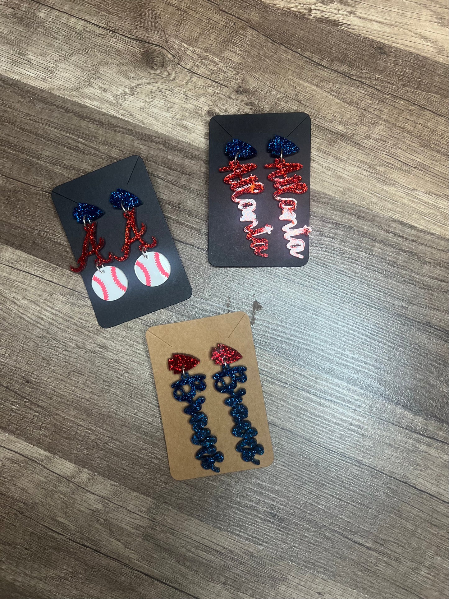 Braves Glitter Dangle Earrings