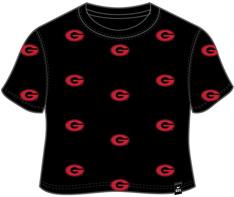 UGA patch Georgia G black oversized crop tee