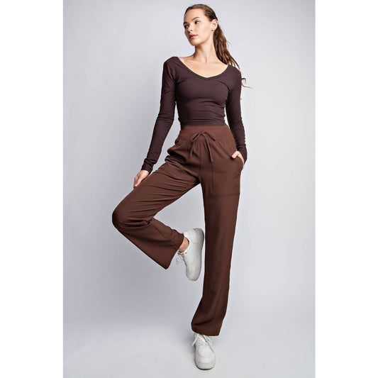 OXFORD ST WOVEN DANCE STUDIO MID RISE FULL LENGTH PANTS: Java