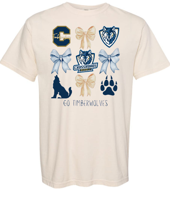 Crossroads Middle Timberwolves Bow Collage Tee