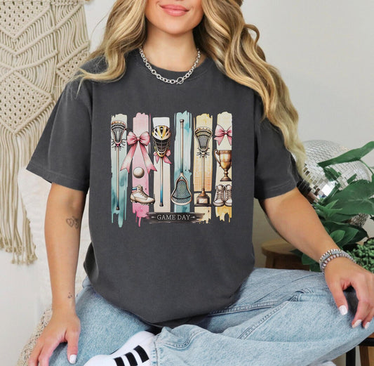 Lacrosse Girly Portraits Pepper Comfort Color Tee