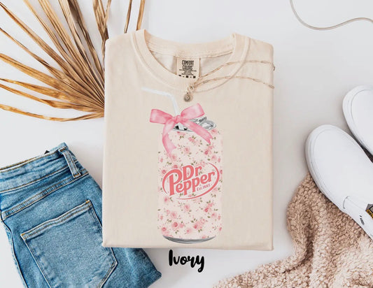 Dr Pepper pink floral on ivory