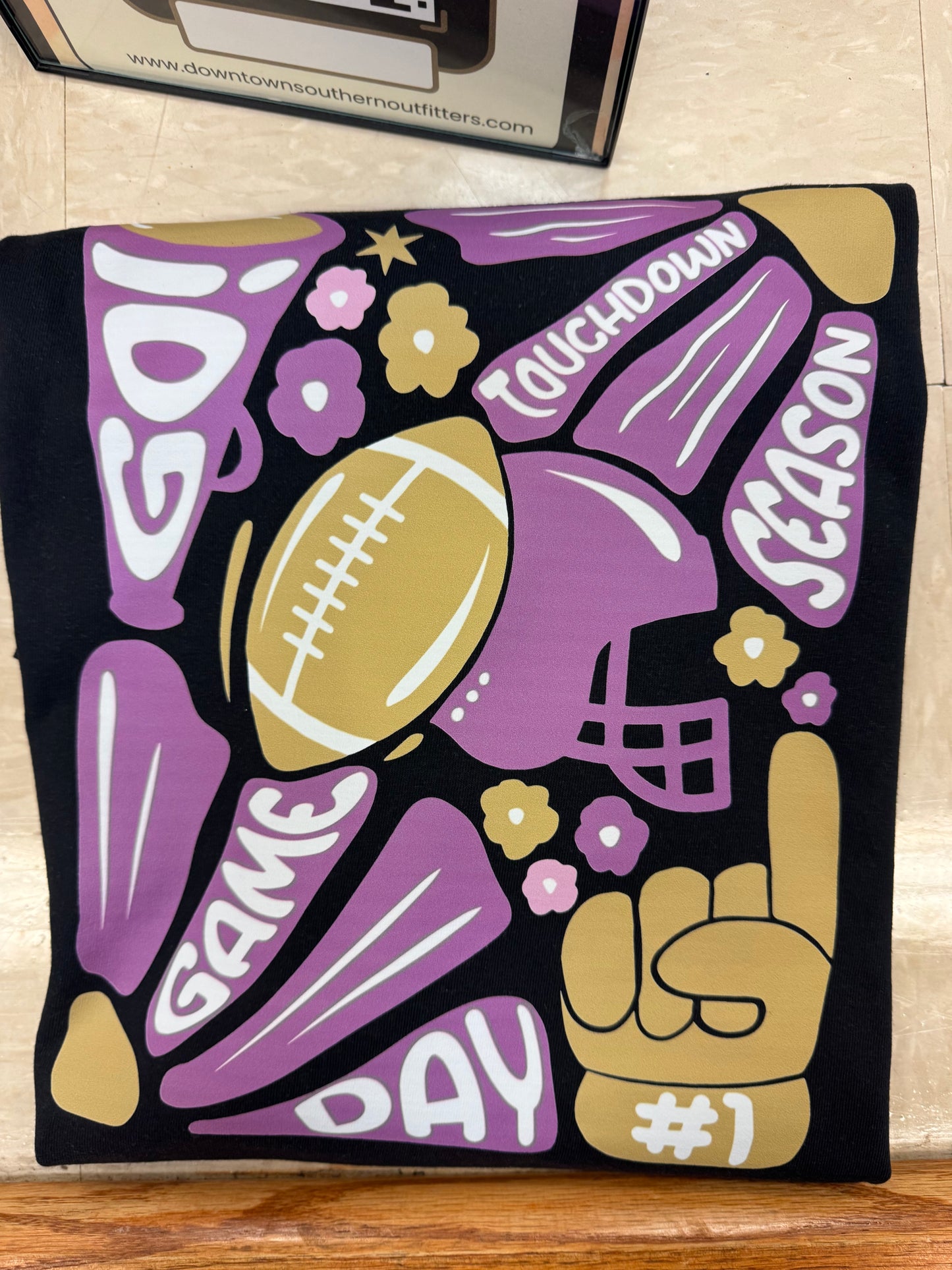 Game Day Touchdown Purple and Gold on Black