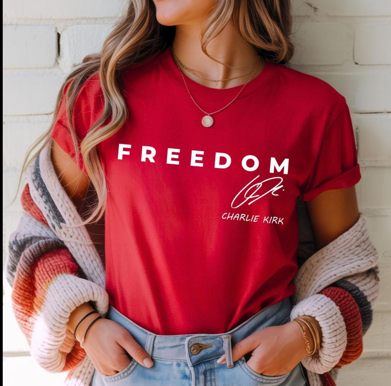 FREEDOM Charlie Kirk Signature Red Tee