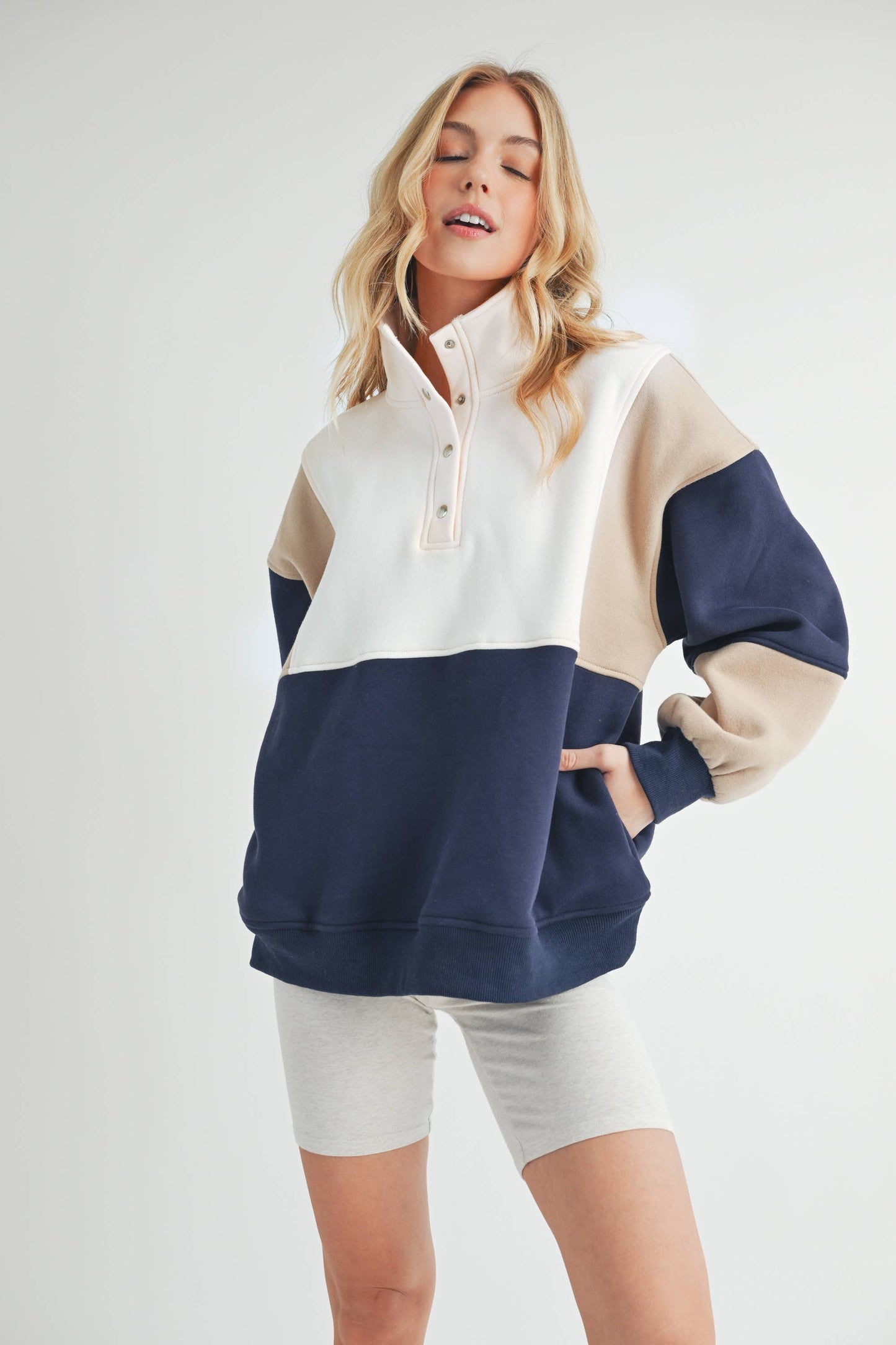 Glo Colorblock Pullover: Lilac Seafoam