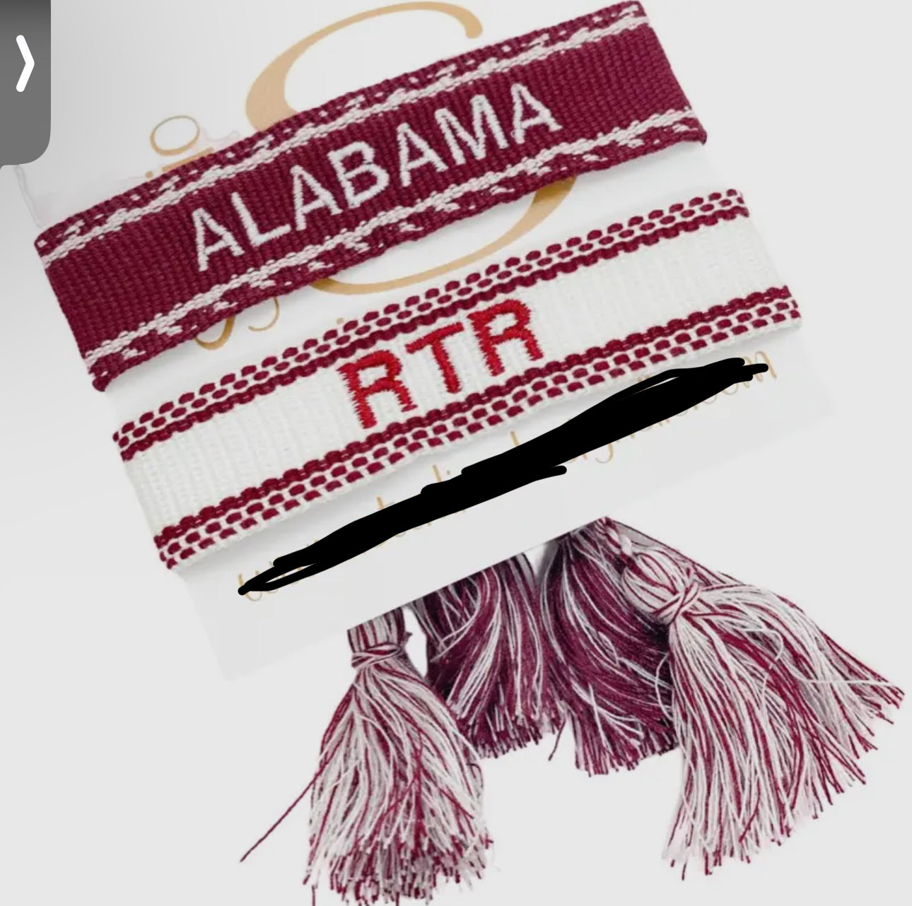 Embroidered Tassel Bracelet 2 Pack - Alabama RTR